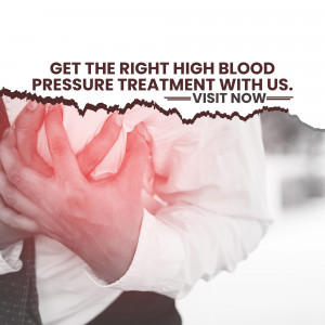 Hands holding chest, symbolizing heart health and high blood pressure