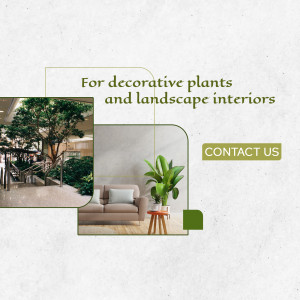 Modern interior with decorative plants and landscape elements