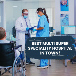 Doctors and nurses attending to a patient in a hospital setting with promotional text overlay.