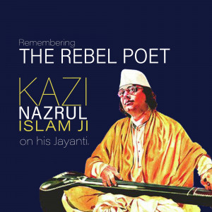 Portrait of Kazi Nazrul Islam, a Bengali poet, musician, and philosopher.