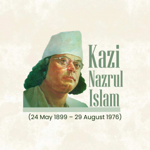 Portrait of Kazi Nazrul Islam, a Bengali poet, writer, music composer, and political activist.