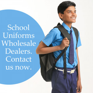 Young student in school uniform with backpack