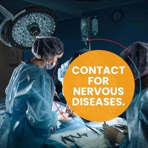 Surgeons performing surgery with a contact callout for nervous diseases.