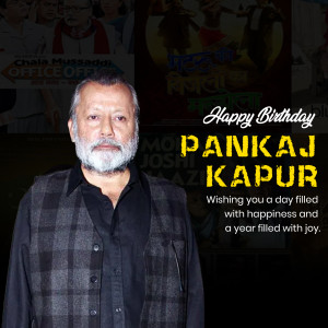 Portrait of Pankaj Kapur with birthday greetings