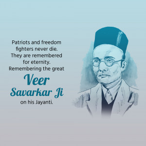 Portrait of Veer Savarkar Ji with a quote on his birth anniversary