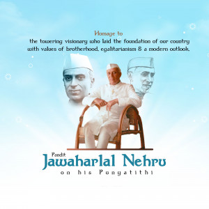 Image of Jawaharlal Nehru with a tribute message