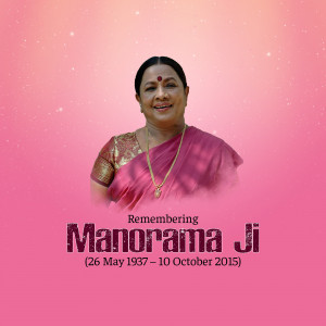 Portrait of Manorama Ji with remembrance text