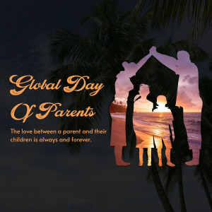 Silhouette of a family with a sunset background celebrating Global Day of Parents