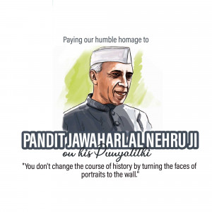 Portrait of Pandit Jawaharlal Nehru with a quote