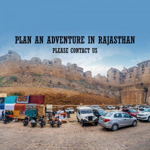 Rajasthan Fort with Vehicles and Market