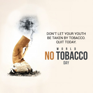 Silhouette of a person with smoke forming a head, promoting anti-tobacco message.