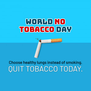 Image promoting World No Tobacco Day with a broken cigarette and message to quit smoking.