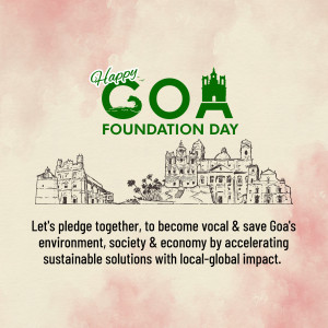 Goa Foundation Day graphic with landmarks and text