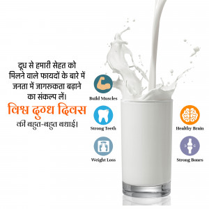 A glass of milk with splashes, promoting World Milk Day and its health benefits.