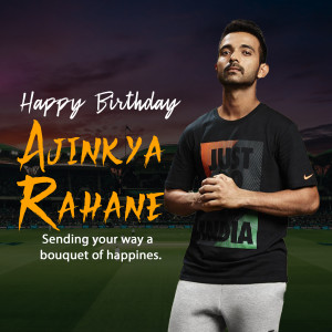 Ajinkya Rahane birthday wish with cricket stadium background