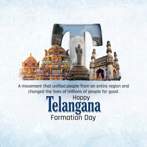 Telangana Formation Day celebration with iconic landmarks