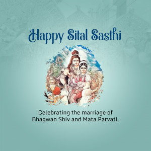 Image depicting Lord Shiva and Mata Parvati celebrating Sital Sasthi