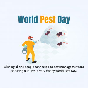 Illustration of a pest control worker spraying for rodents on World Pest Day