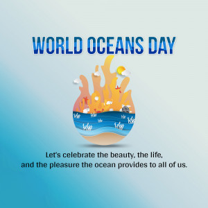World Oceans Day graphic with coral and marine life
