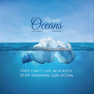 Image depicting plastic pollution in the ocean for World Oceans Day