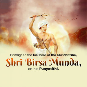 Portrait of Shri Birsa Munda, a folk hero of the Munda tribe