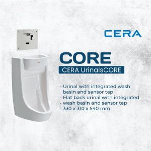 White CERA Core urinal with integrated wash basin and sensor tap