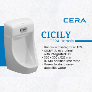 White Cera Cicily Urinal with integrated EFS