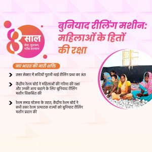 Image depicting women working with reeling machines, promoting the benefits of the initiative.