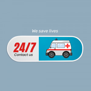 Illustration of an ambulance with a 24/7 contact badge
