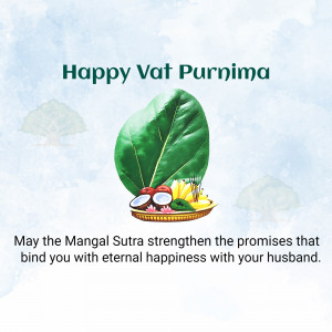 Vat Purnima festival greeting with leaves, coconuts, and fruits