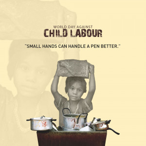 Image depicting a child working, advocating for education over labor.