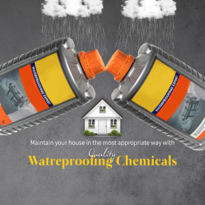 Waterproofing chemicals and a house illustration