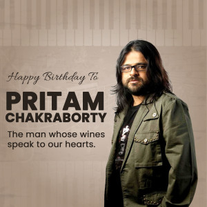 Portrait of Pritam Chakraborty with birthday wishes