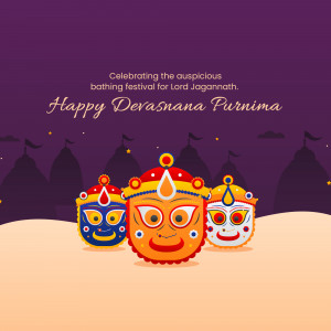 Devasnana Purnima festival illustration with Lord Jagannath's masks