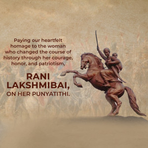 Statue of Rani Lakshmibai on horseback with a child on her back