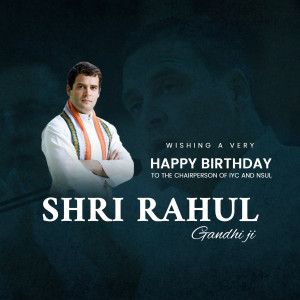 Portrait of Rahul Gandhi with birthday greetings