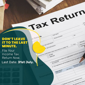 Image of a tax return form with a reminder about the filing deadline.