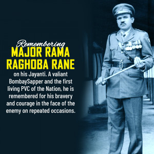 Portrait of Major Rama Raghoba Rane, a decorated Indian Army officer.