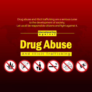 Image promoting awareness about the dangers of drug abuse and illicit trafficking.