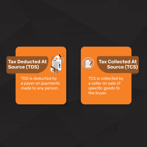 Infographic comparing Tax Deducted at Source (TDS) and Tax Collected at Source (TCS)