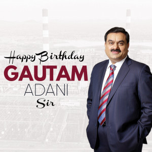 Portrait of Gautam Adani with birthday wishes