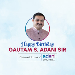 Portrait of Gautam Adani with birthday greetings