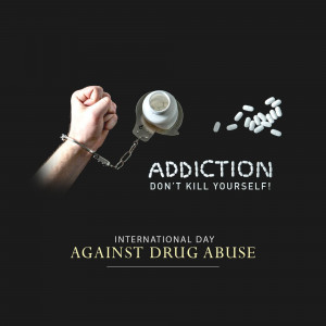 Handcuffed hand reaching for pills, symbolizing addiction and the need for help.