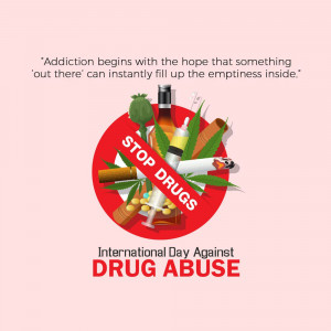 Image depicting a stop sign with various drug paraphernalia inside, promoting awareness against drug abuse.