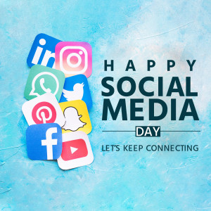 Social media icons with the text 'Happy Social Media Day'