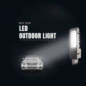LED outdoor light illuminating a car