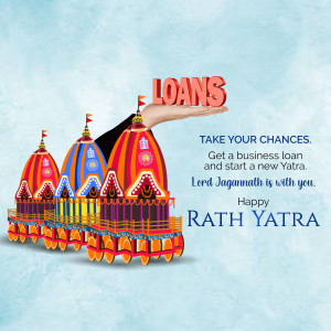 Image depicting a loan offer with a Rath Yatra background.