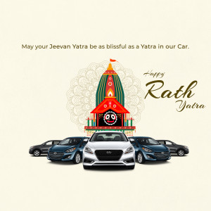Rath Yatra celebration with cars in the foreground