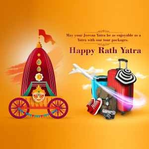 Rath Yatra festival illustration with travel elements