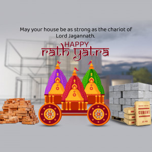 Rath Yatra festival illustration with chariots and construction materials
